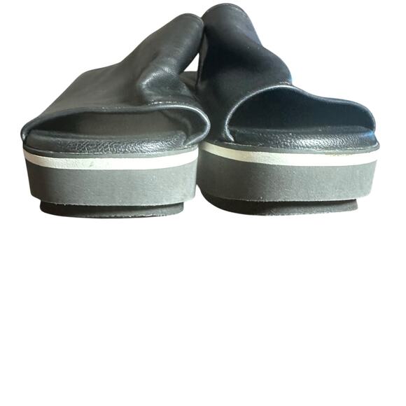 Robert Clergerie Black Leather Platform Slide Sandals Size 37.5 / US 7 - Picture 3 of 11
